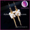 Fashion Micro Pave Crystal tassels natural pearl earrings